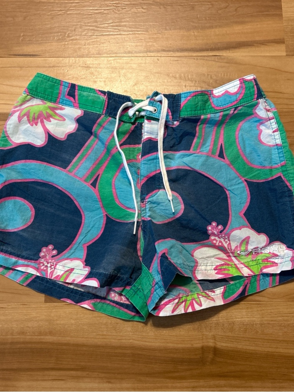 Roxy Women’s Floral Swim Shorts in Navy, Teal & Pink
